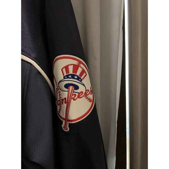 Majestic Vintage New York Yankees Blue Full Zip Fleece Jacket Patches Sz L MLB - Picture 3 of 9